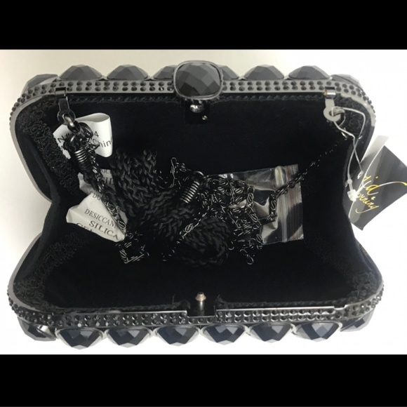 Black Jewel Box Clutch Sparkling Crystals Purse
